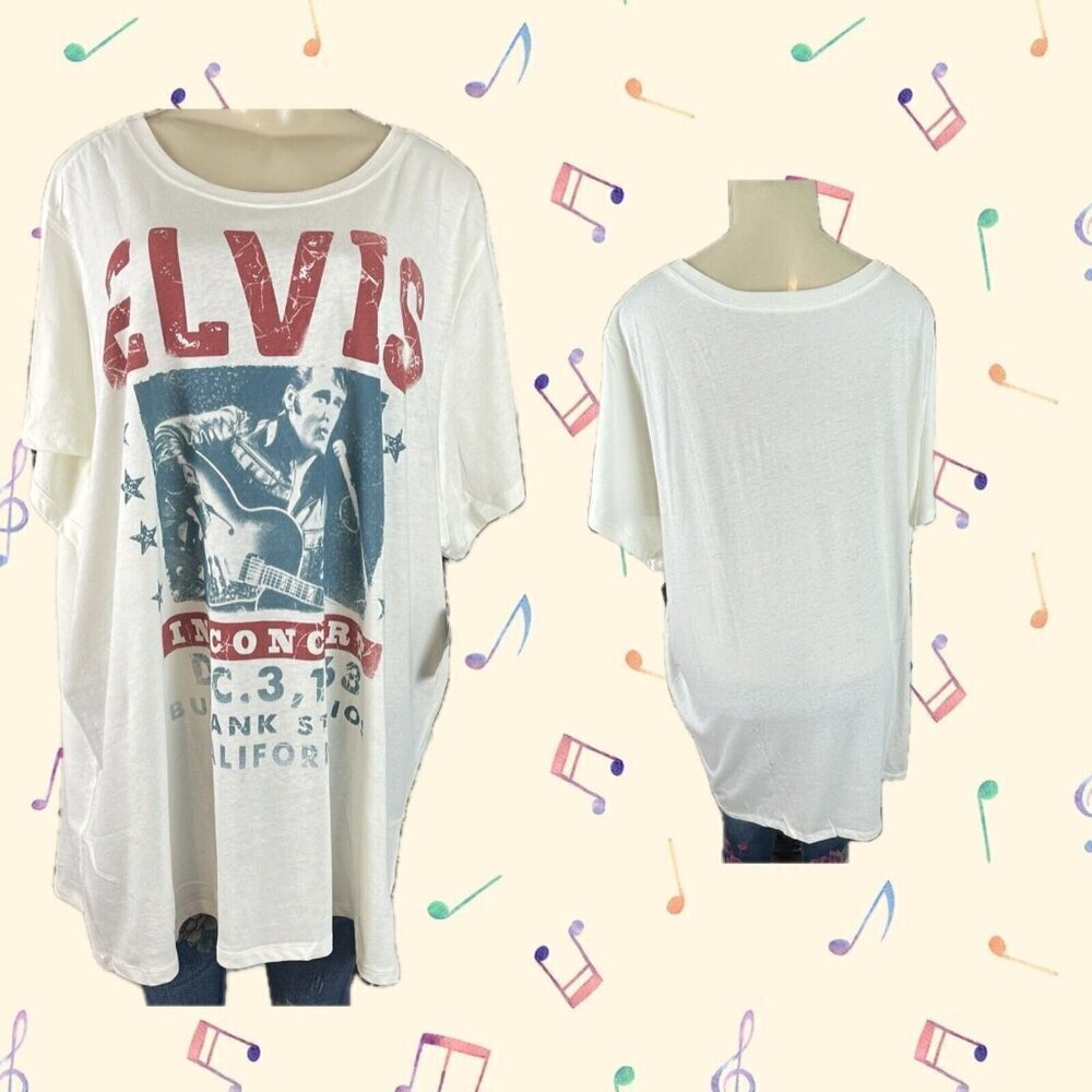 Elvis Presley +4 Cream Vintage 1968 In Concert Graphic Crew Short Sleeve Tee